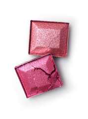 Pink shiny crashed eyeshadow for make up as sample of cosmetic product