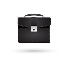 Black briefcase vector illustration icon with shadow