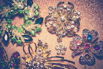 Golden Brooches Set