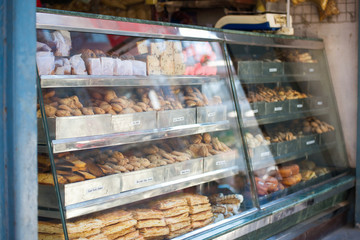 fresh bread from oven at bakery shop