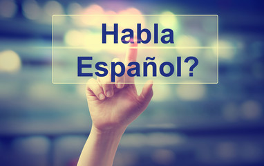 Habla Espanol concept with hand