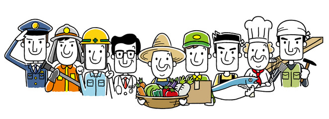 働く人々、職業：集合
