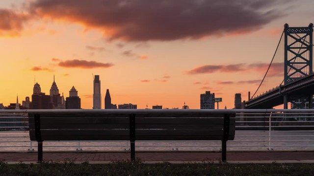 Philadelphia city sunset time lapse