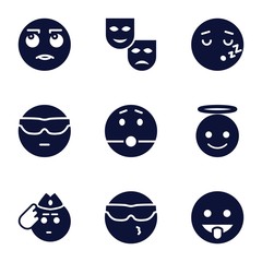 Set of 9 expression filled icons