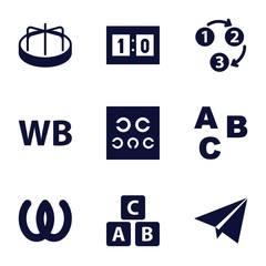 Set of 9 alphabet filled icons