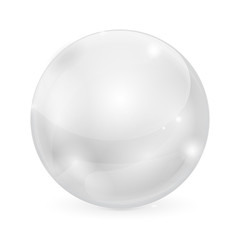 White glass ball. Shiny 3d sphere