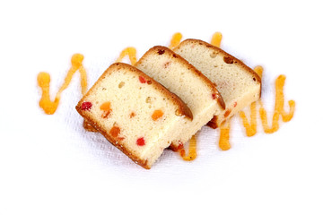 dried fruit cake, fruit sliced cake, sliced cake, bar cake