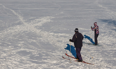 Group of people skiing.