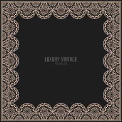 Vector golden frame. Square vintage card for design. Premium background in luxury style.