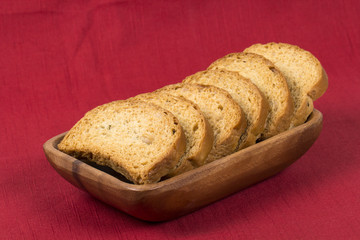 rusk with cardamom flavor, rusk on jute, rusk on cloth, rusk