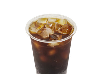 Ice coffee black coffee on white background
