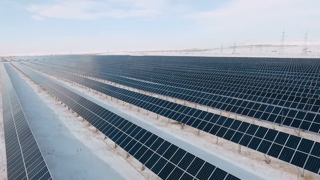 alternative energy solar power plant in the winter