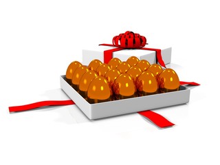 Easter egg in gift box 3d render