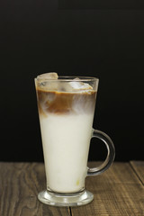 Iced coffee cafe latte on white background
