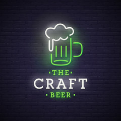Beer neon sign, bright signboard, light banner. Theme St. Patrick's Day
