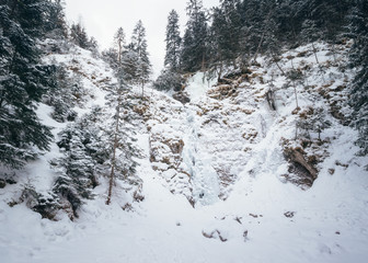 Siklawica Waterfall near Zakopane in Winter, Tatra Mountains, Poland