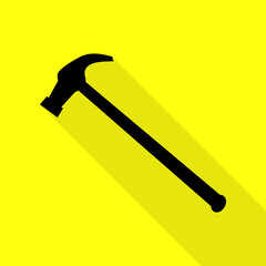 Saw simple Icon. Black icon with flat style shadow path on yellow background.