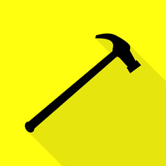 Saw simple Icon. Black icon with flat style shadow path on yellow background.