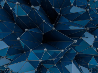 Abstract blie Geometrical Background .Futuristic technology style. 3D rendering