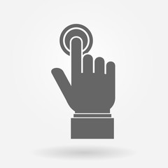 Hand pushing or pressing the button hand sign icon
