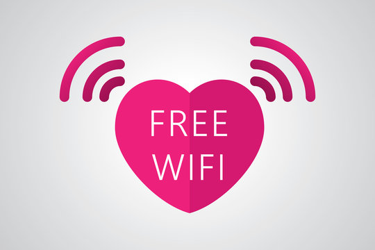 free wifi logo love sign symbol for internet cafe coffeeshop or hospital.