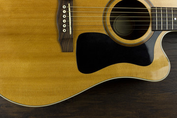 acoustic guitar neck fingerboard frets strings music case close inlay creativity art sound...