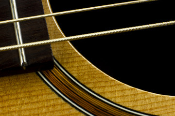 Obraz premium acoustic guitar neck fingerboard frets strings music case close inlay creativity art sound vibration play music guitarist musician
