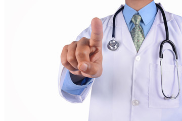 Doctor with stethoscope isolated on white background