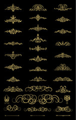 Gold Wicker lines and old decor elements in vector.