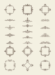 Wicker lines and old decor elements in vector.