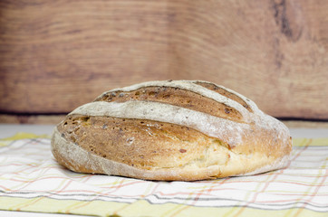 Home Baked Bread On Wooden Background