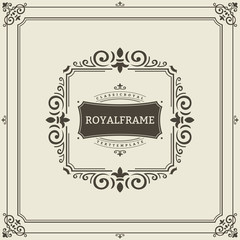 Vector Frame Template. Vintage Ornament Greeting Card. Flourishes Ornament Retro Royal Luxury Invitation, Certificate with place for your Text. Ornamental Frame