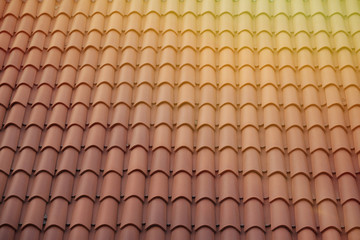 Roof tiles with sun light
