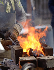 Bright fire in the smithy.