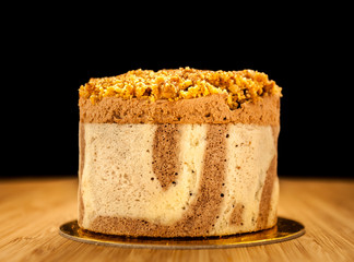 Coffee mousse with crushed walnuts on top
