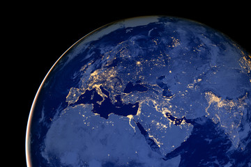 Europe and North Africa by night - Elements of this image are furnished by NASA