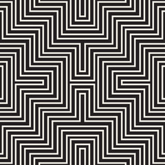 Maze Tangled Lines Contemporary Graphic. Vector Seamless Black and White Pattern.