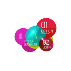 Geometric abstract composition with text and options