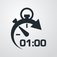 Icono plano cronometro con 01:00 en fondo degradado - obrazy, fototapety, plakaty