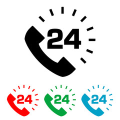 Icono plano telefono con esfera 24 en varios colores