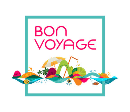 Bon Voyage - banner, vector template illustration