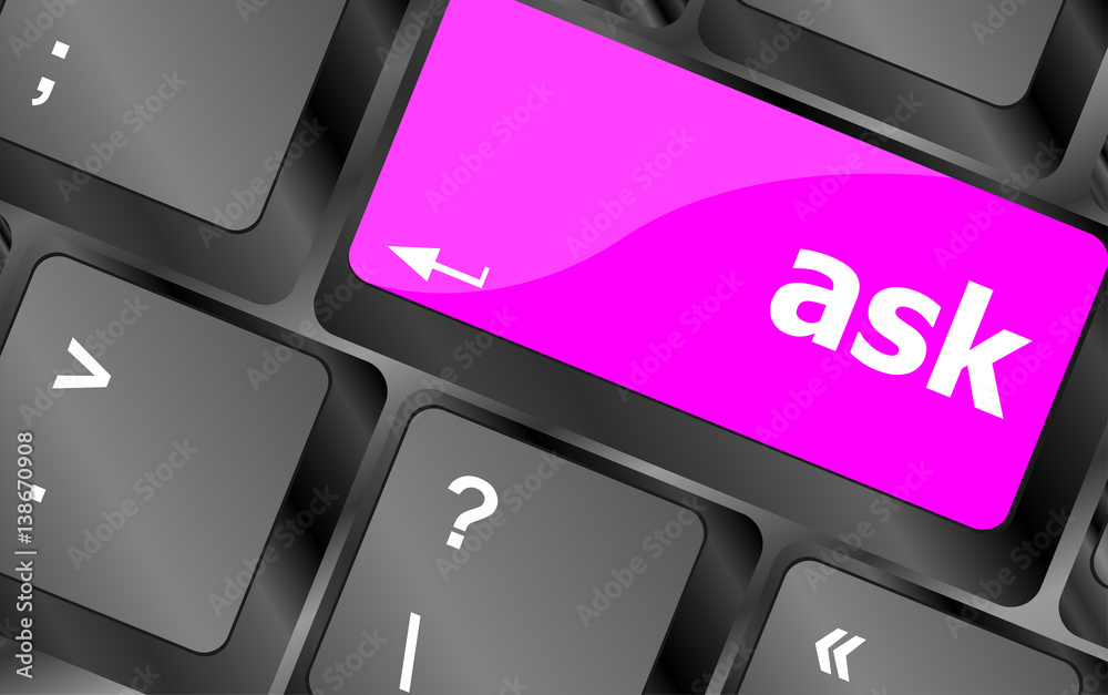Poster ask button on computer keyboard key