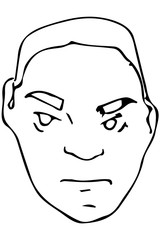 sketch of the face of an angry adult male