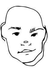sketch of the face of the adult bald man