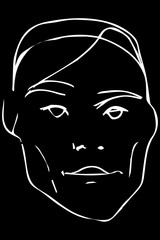 sketch of the face of a handsome young man