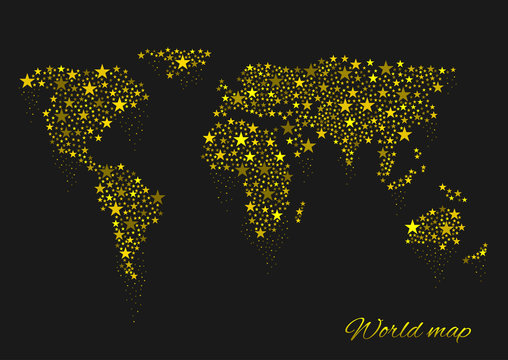 Golden sparkles world map