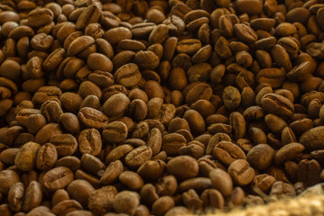 Coffee beans in a sack