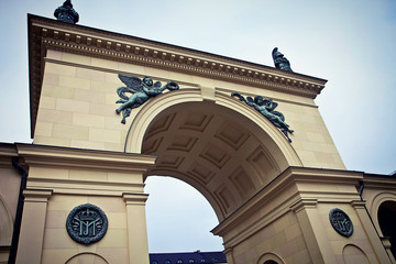 Munich, Odeonsplatz, portal gate to the Hofgarten in Renaissance style