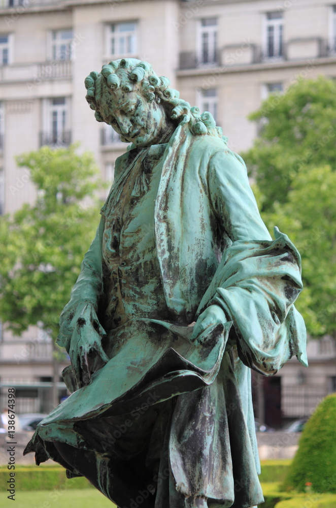 Poster Statue of Jules Hardouin Mansart in Paris, France