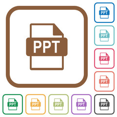 PPT file format rounded square flat icons simple icons